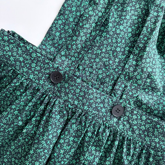 Zara Green Floral Midi Dress Ruffle Strap Square Neck Cottagecore Size S - Picture 11 of 16
